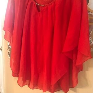 Red sheer 2x cute top